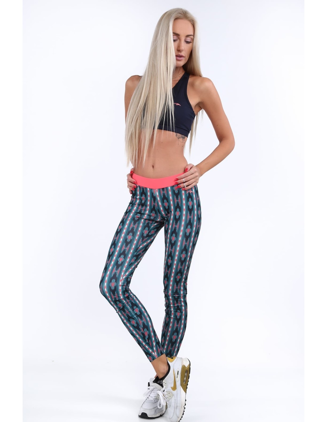 Coral sports leggings with patterns MR11514 - Online store - Boutique